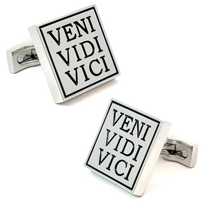 Latin Slogan: VENI VIDI VICI Cufflinks ("I came, I saw, I conquered")