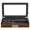 6 Slots Watch Box with Cufflinks and Sunglasses Storage in Ebony Wood