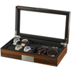 6 Slots Watch Box with Cufflinks and Sunglasses Storage in Ebony Wood