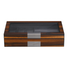 6 Slots Watch Box with Cufflinks and Sunglasses Storage in Ebony Wood