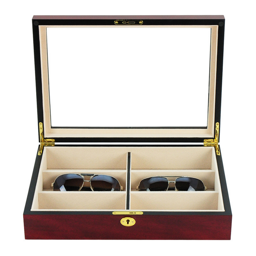 6 Pairs Cherry Wooden Sunglass Box