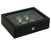 8 Slot Black Wooden Watch Box with Charcoal Interior