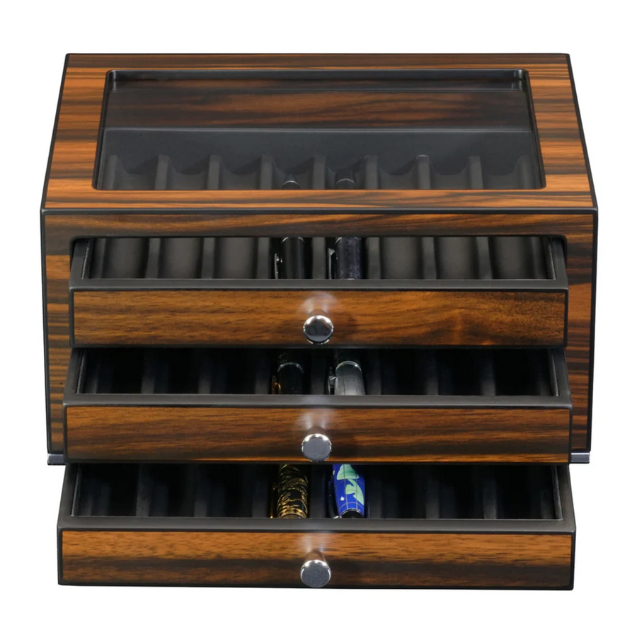 24 Slots Ebony Wooden Pen Box