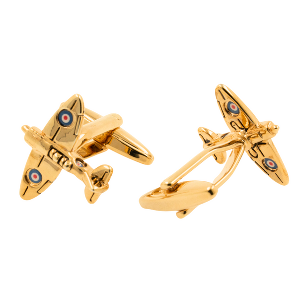 Gold Spitfire Airplane Cufflinks - Clinks Australia