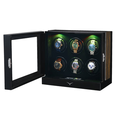 Sydney Watch Winder Box for 6 Watches in Black