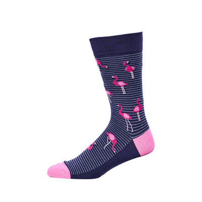 Mens Navy Flamingo Bamboo Sock