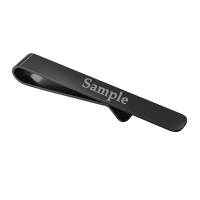 Engravable Shiny Black Tie Bar with curved end 50mm