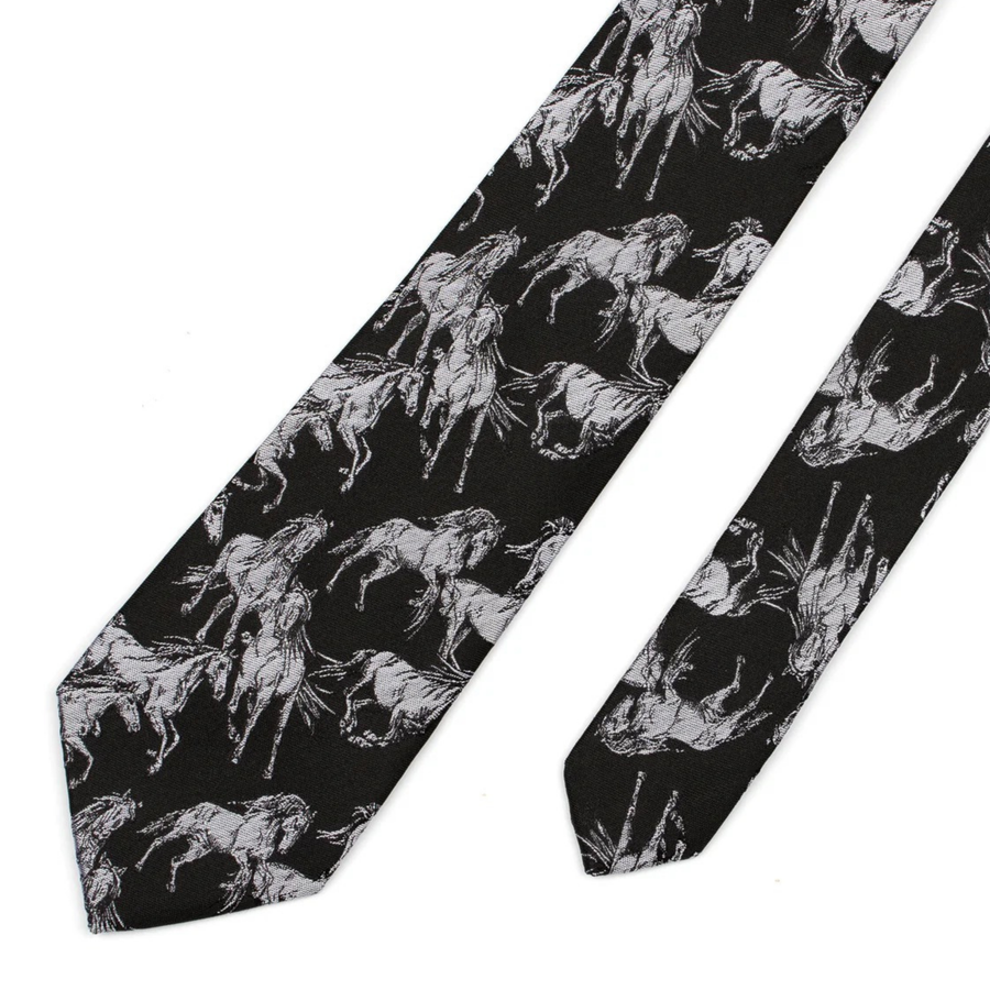 Black/ White Horse Tie