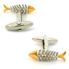 Gold Silver Fish Bone Cufflinks