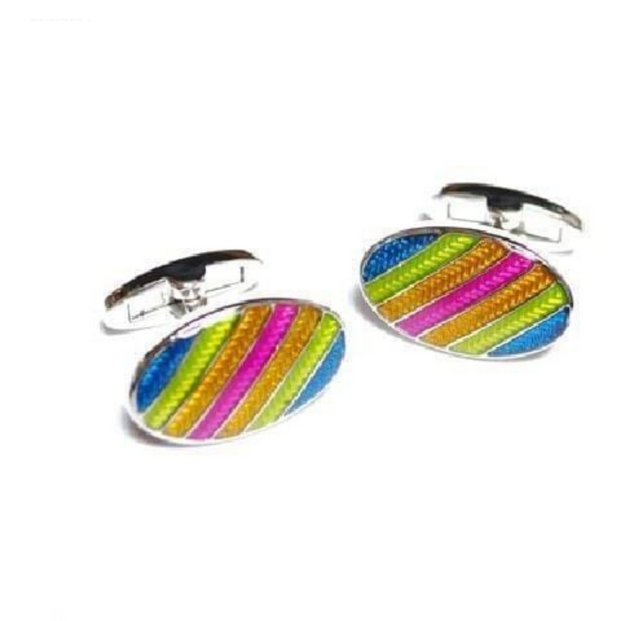 Multicolour Striped Oval Cufflinks