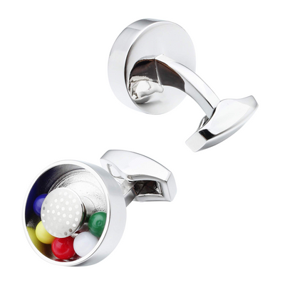 Moving  Ball Bearing Cufflinks with Colourful Balls