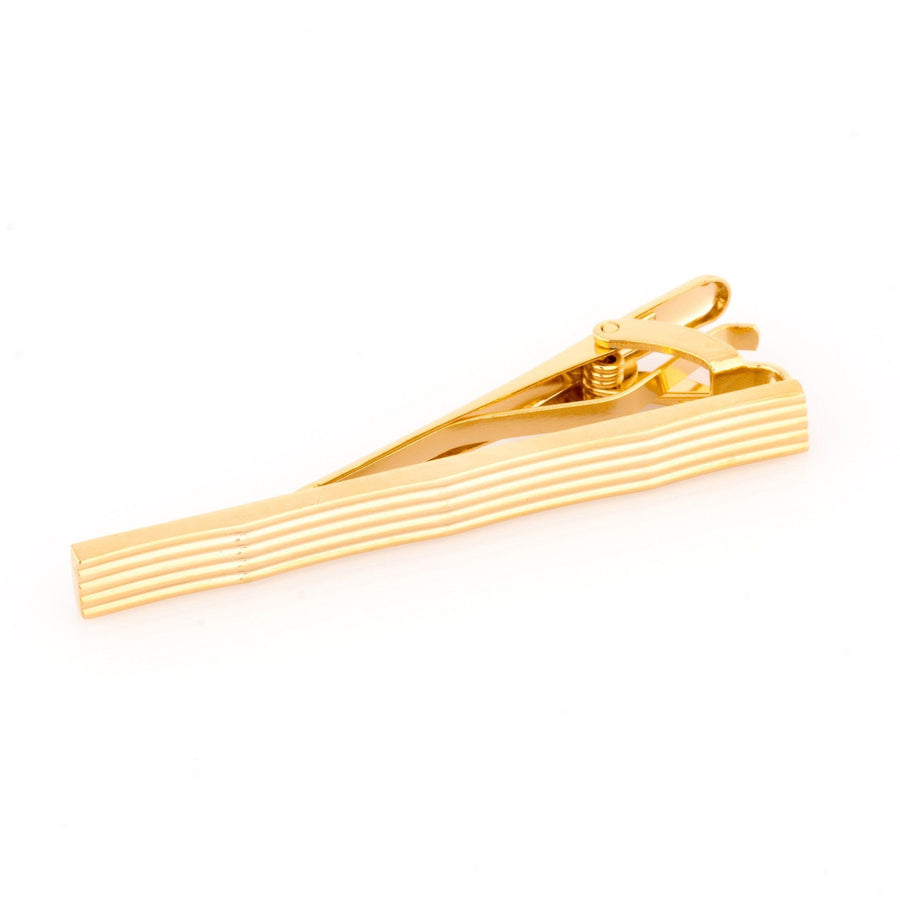 Gold Lines with Waves Tie Clip