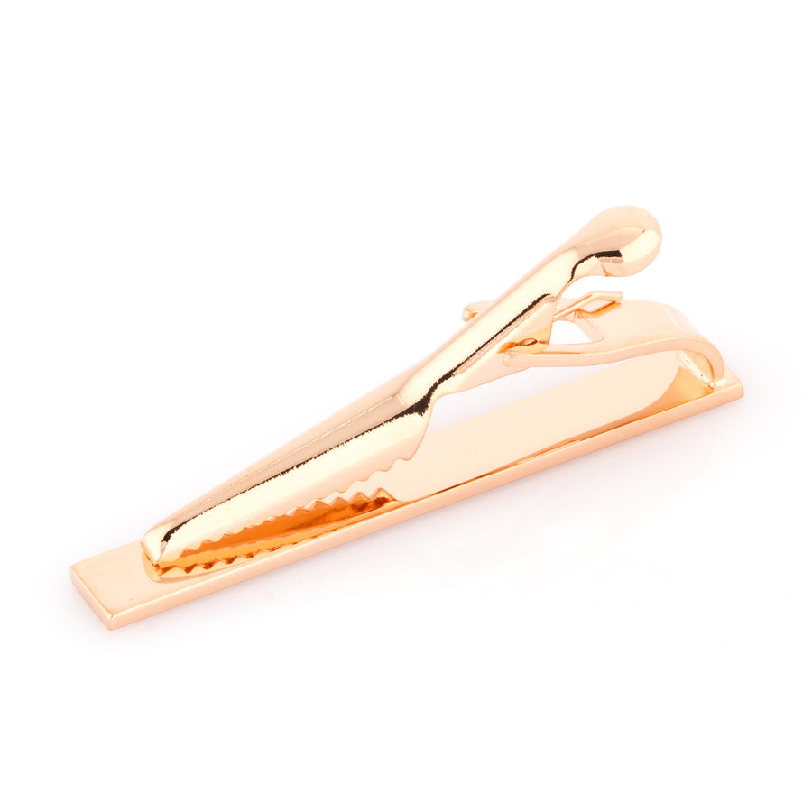 Brushed Curved End Rose Gold Tie Clip