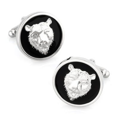 Bear Black Enamel Cufflinks