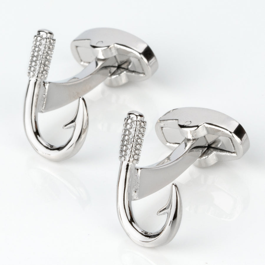 Silver Fishing Hook Cufflinks