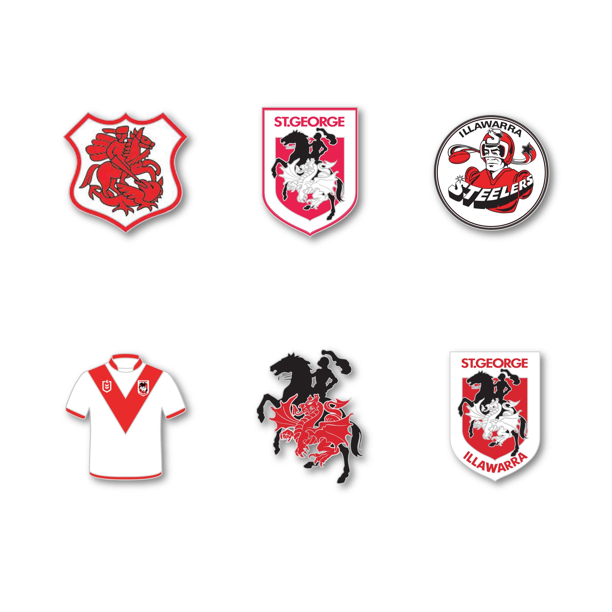 St. George Illawarra Dragons Logo NRL Pin Set - Clinks Australia