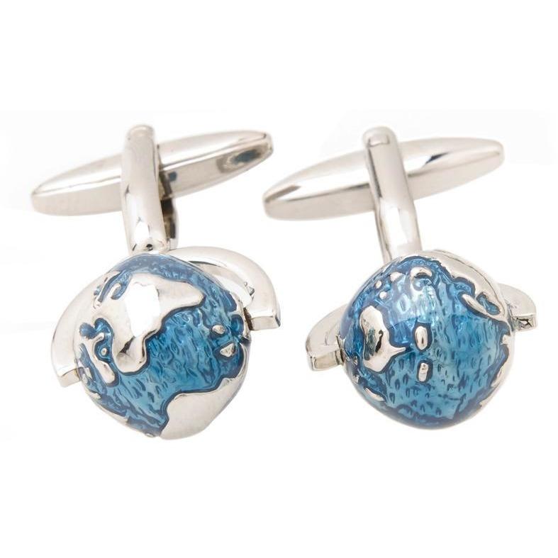 Selling Spinning Blue and Silver World Globe Cufflinks